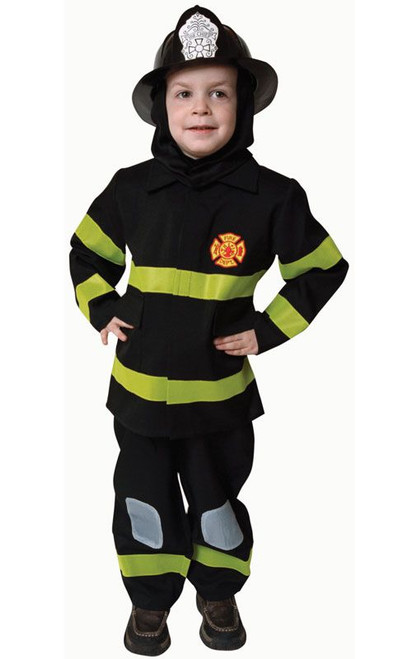 Kids Deluxe Fire Fighter Costume - Black