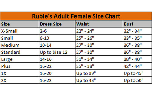 Women's Grease Bad Sandy Costume Size Chart