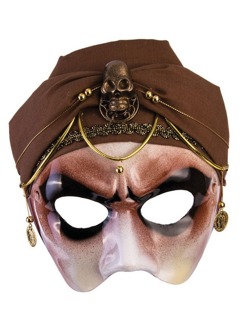 Men's Fortune Teller Half Mask with Brown Scarf