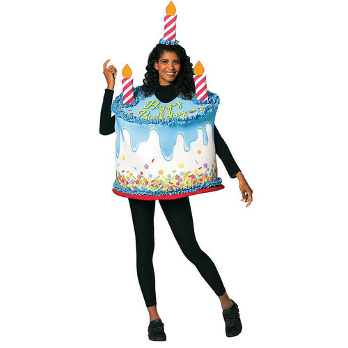 Adult Happy Birthday Confetti Cake With Candle Costume