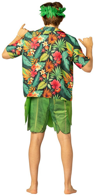 Adult Hula Guy Shirt, Shorts & Headpiece Costume Set