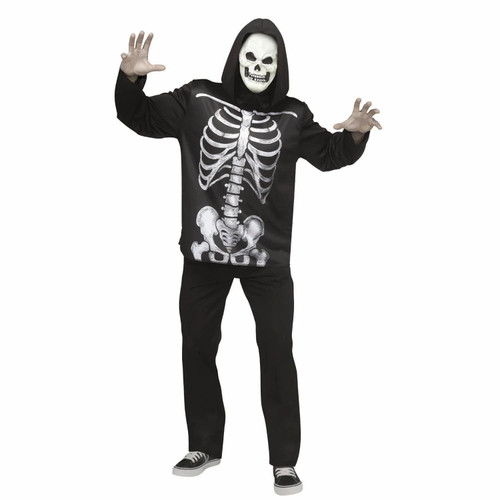 Adult EZ Skeleton Shirt & Mask Costume - One Size