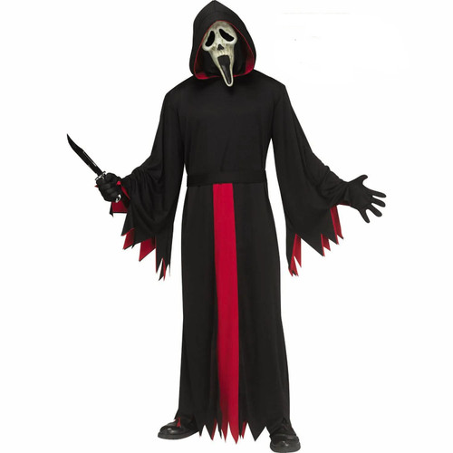 Adult Ghost Face Skeleton Reaper Hooded Robe Costume - One Size