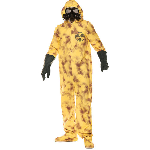 Adult Yellow Hazmat Suit Hooded Jumpsuit Costume - One Size