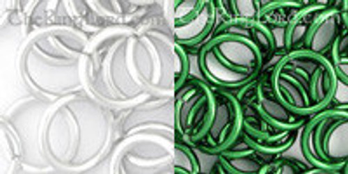 Anodized Aluminum Byzantine Kits 19g 9/64'' Silver + Green