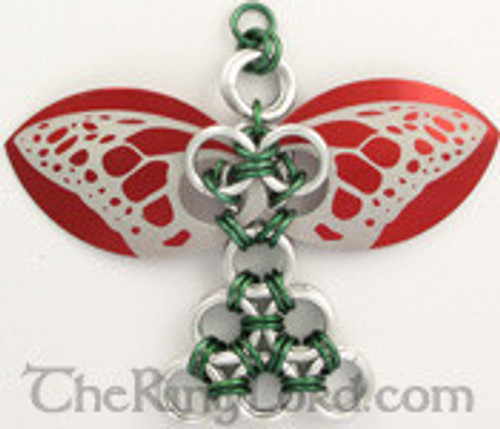 Butterfly, Fairy, Angel and Demon Kits - Green + Bright Silver Rings + Red Scales