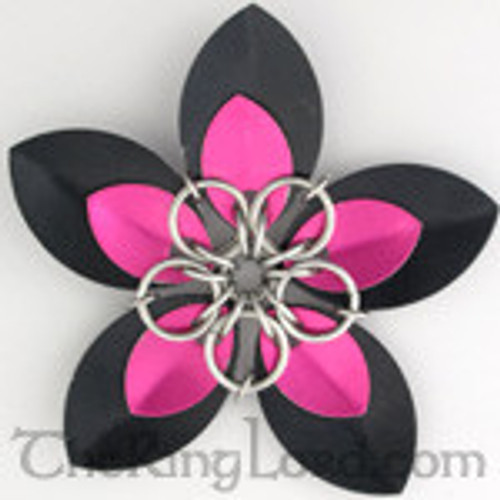 Scale Flower Kits - Double and Triple Layer Flowers - Large Black + Small Mixed Scales + Bright Silver Rings