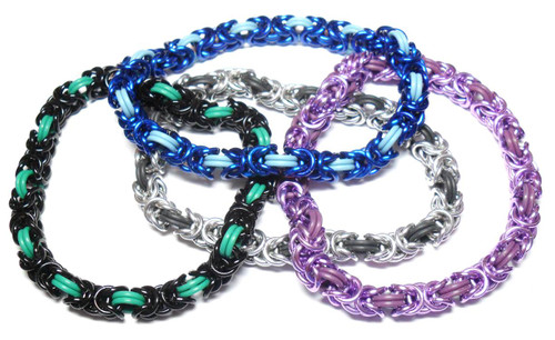 Stretchy Box Chain Bracelet D - Matte Black/Dark Blue/Azure/Light Blue