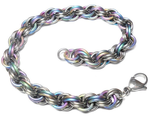 Titanium Double Spiral Bracelet - Rainbow