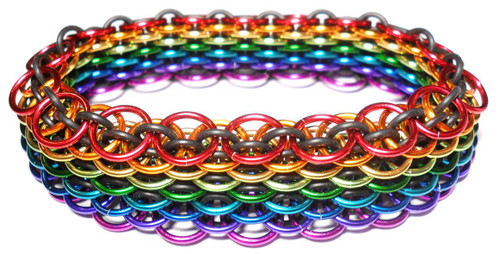 Stretchy Dragonscale Bracelet - Rainbow and Black