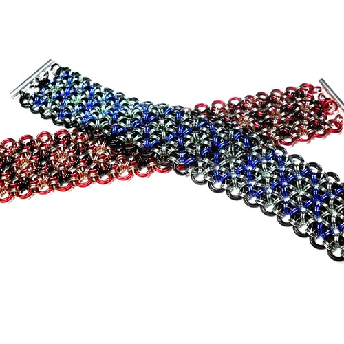 Japanese Diamonds Cuff - Red, Black, and Champagne