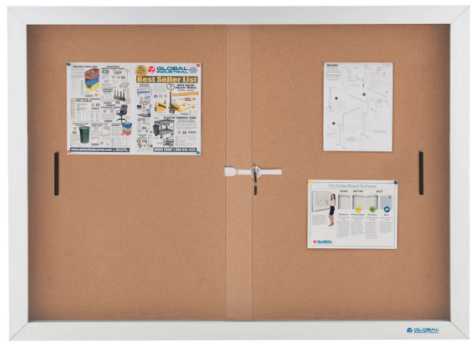 Enclosed Cork Bulletin Board with Sliding Doors
