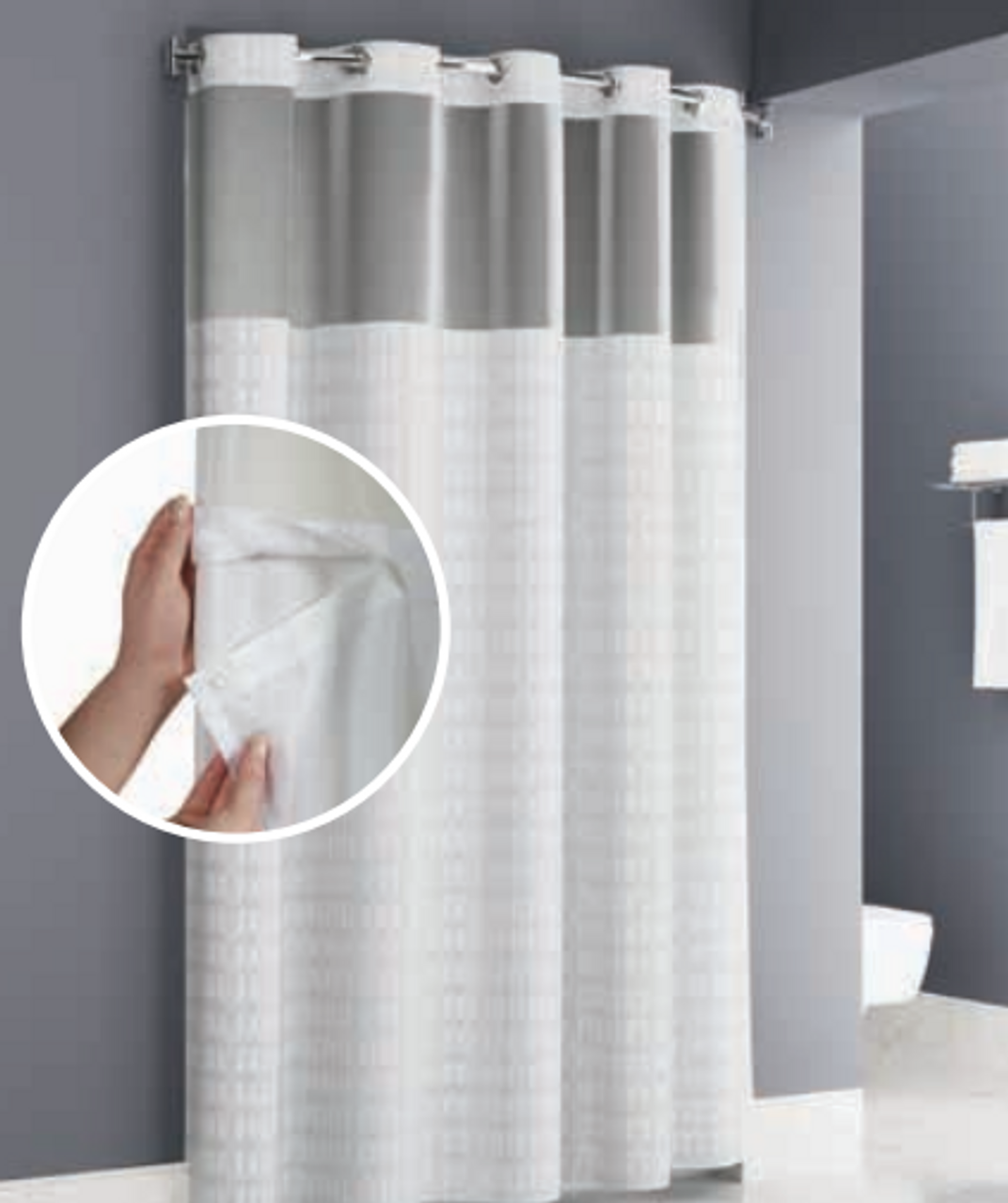 Enda Easy Hang Shower Curtain With Window And Liner, White