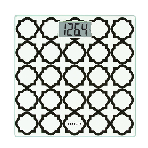 Digital Glass Bathroom Scale with Black/White Lattice