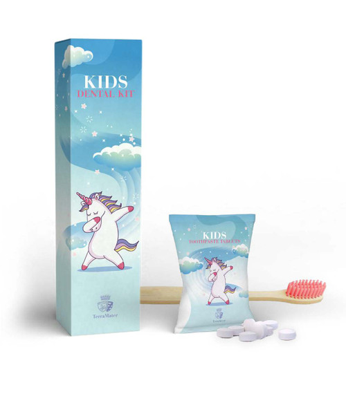 Custom Kid's Dental Kits with Toothpaste Tablets, Made in Italy