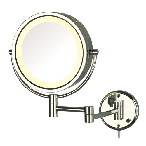 Jerdon 8.5" 8X-1X Lighted Wall-Mounted Mirror, Chrome