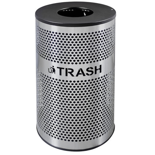 33 Gal. Perforated Stainless Steel Round Trash