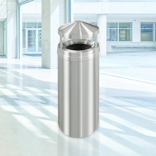 Canopy Top 12 Gal Waste Receptacle Satin Aluminum