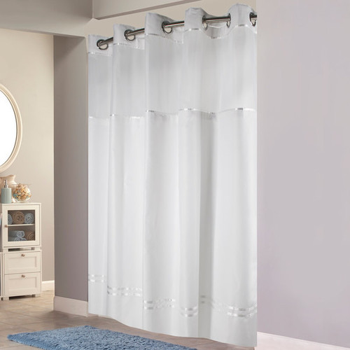 Escape Hookless® Fabric Shower Curtains, White/White