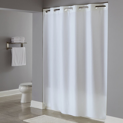 Plain Weave Hookless® Fabric Shower Curtains, White