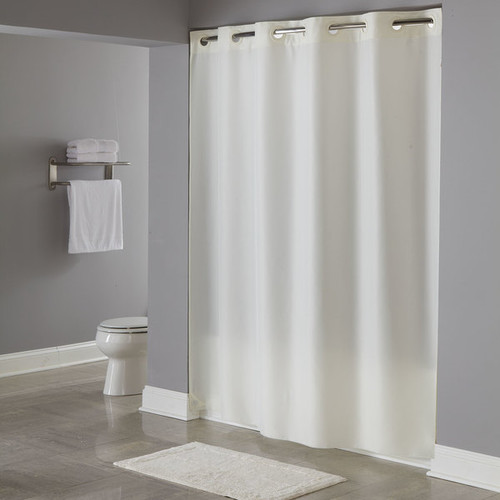 Plain Weave Hookless® Fabric Shower Curtains, Beige