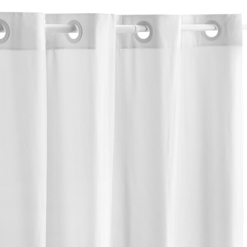 White Plain Weave Hookless TPU Shower Curtain 71" x 74" with White ABS Plastic Rings.