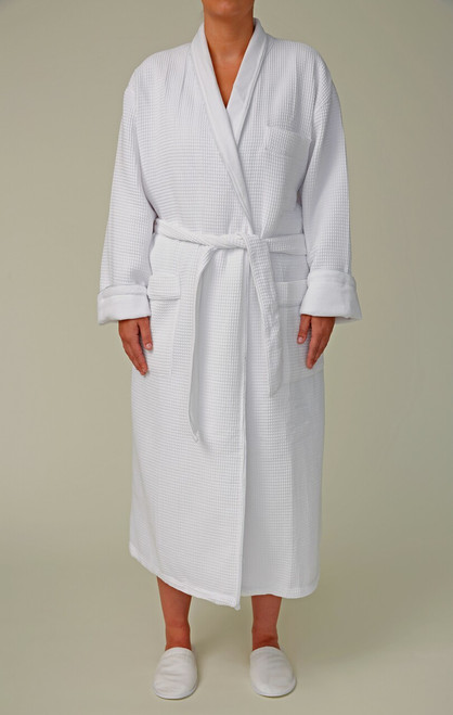 Square Waffle Shawl Bathrobe, Terry Lined