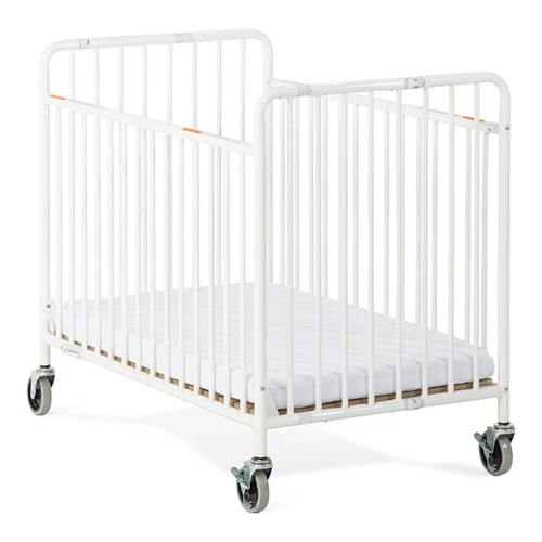 Compact StowAway™ EasyRoll™ Folding Steel Crib, White