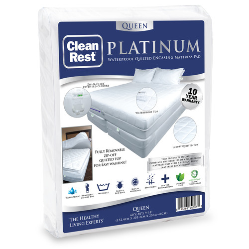 CleanRest Platinum Zippered Waterproof Mattress Encasement with Mattress Pad and 360 Zip