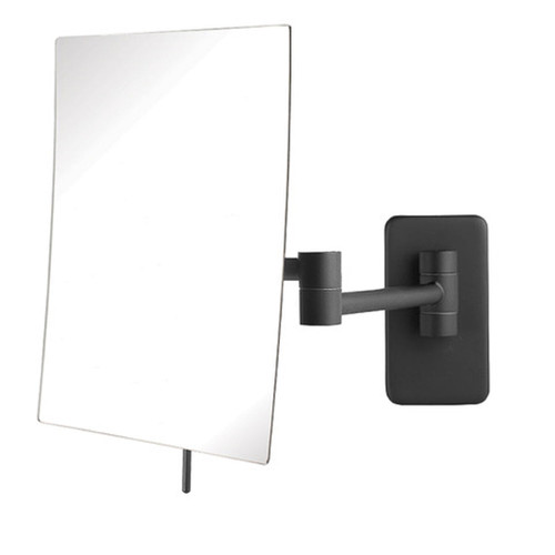 Jerdon 6.5" x 8.75" Rectangular Wall Mounted Mirror, Extends 14", Black Finish