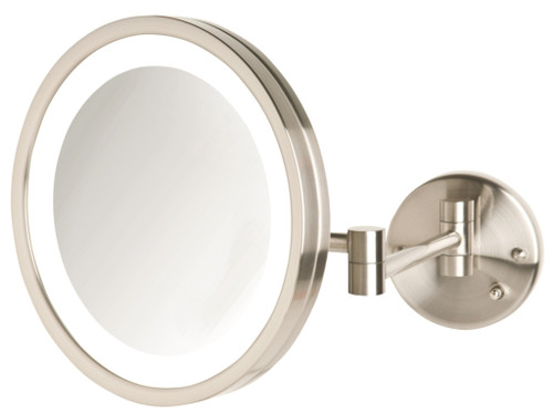 Jerdon 9.5", 5X LED Halo Lighted Wall Mirror, Nickel