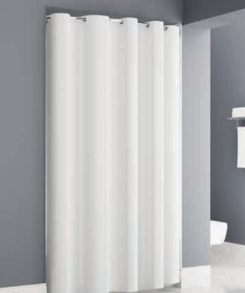 Moire Easy Hang Shower Curtain, White