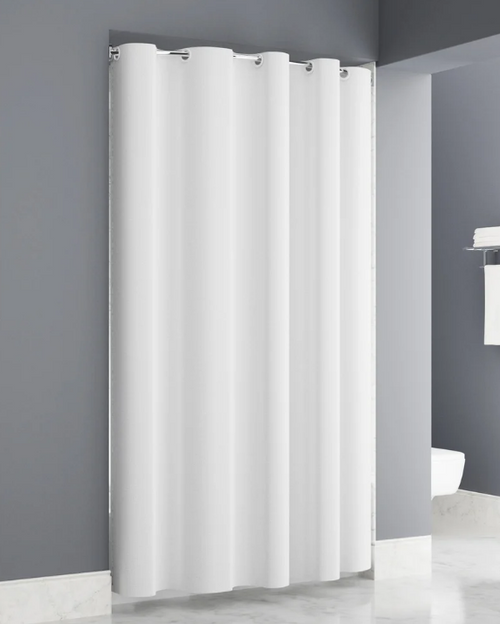 Peva 8g Pindot Easy Hang Shower Curtain, White