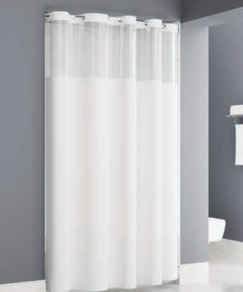 Peva Easy Hang Shower Curtain With Clear Window, White