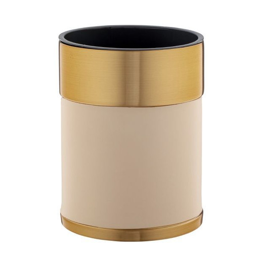 Gold Rush Stainless Wastebasket Beige