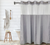 Gray Hang2It Shower Curtain with Window, Chrome Buckles, and Snap Away Liner