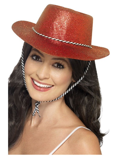 ACCESSORIES/HATS & HEADBANDS/ Cowboy Glitter Hat, Red