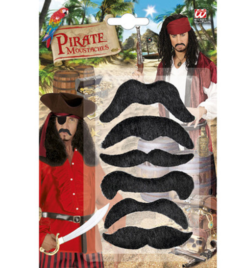 ACCESSORIES/BEARDS & MOUSTACHES/SET OF 6 PIRATE MOUSTACHES