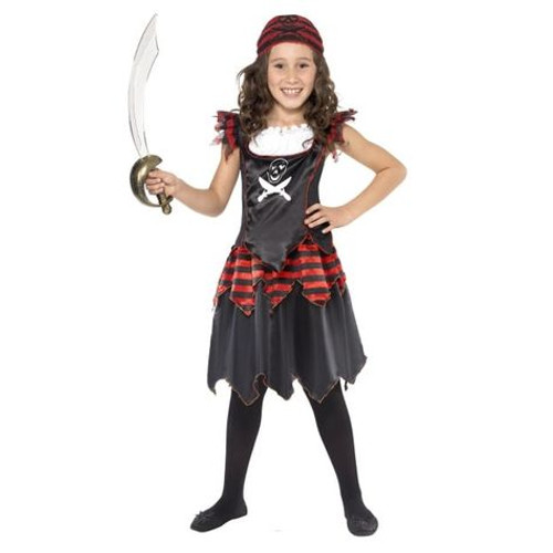 GIRLS/PIRATES/ Pirate Skull & Crossbones Girl Costume, Black