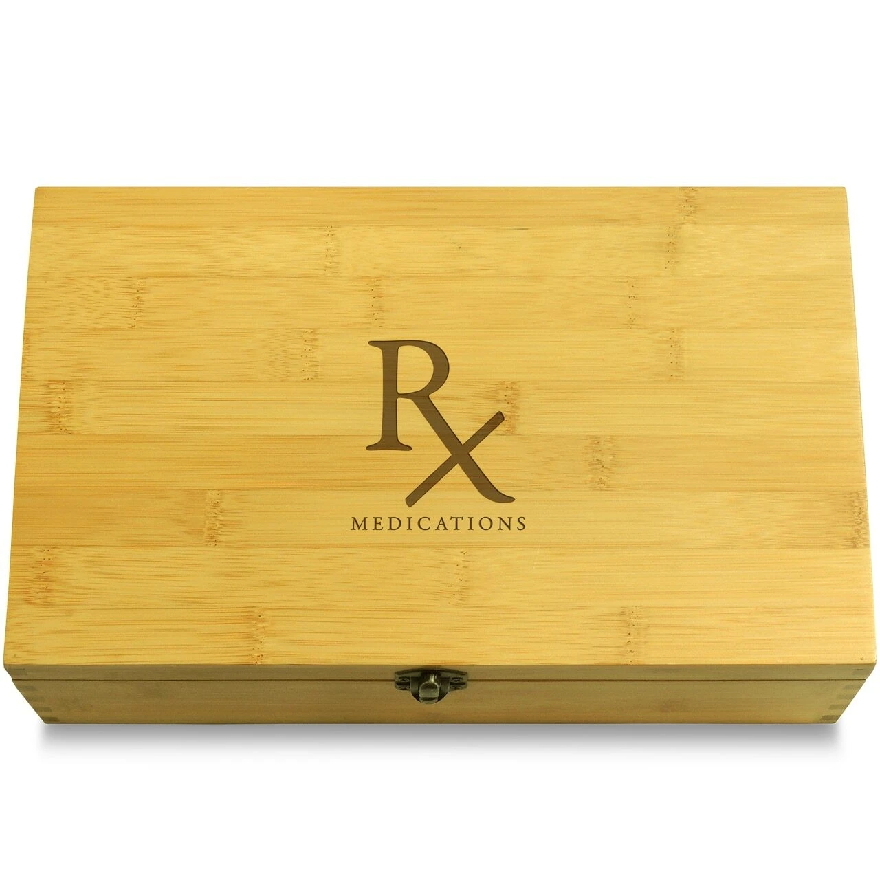 Rx Medicine Multikeep Box Adjustable Bamboo Wood Organizer