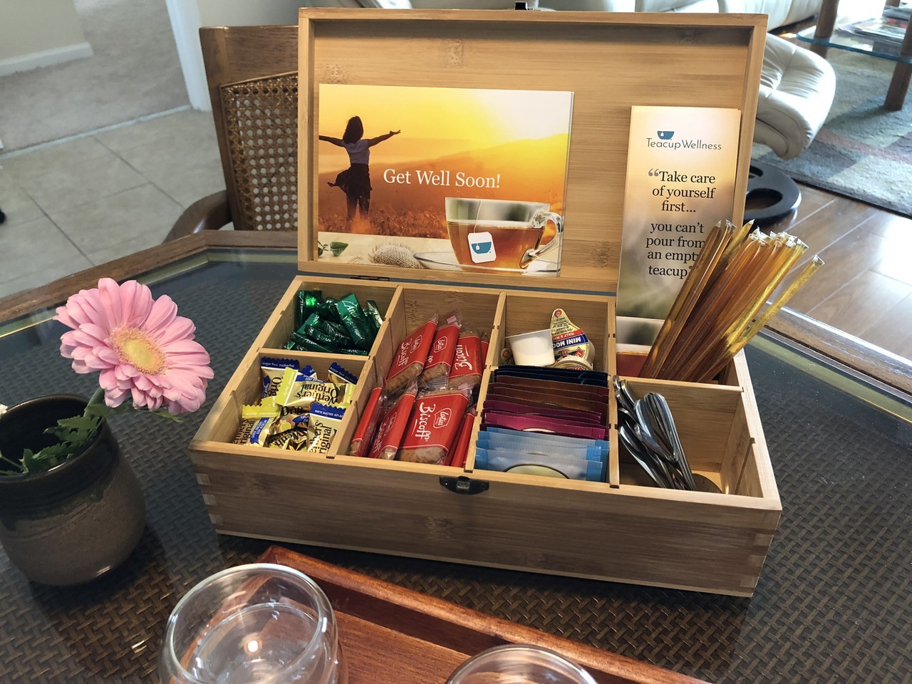 Wood Tea Boxes Featuring Adjustable Interior Bamboo