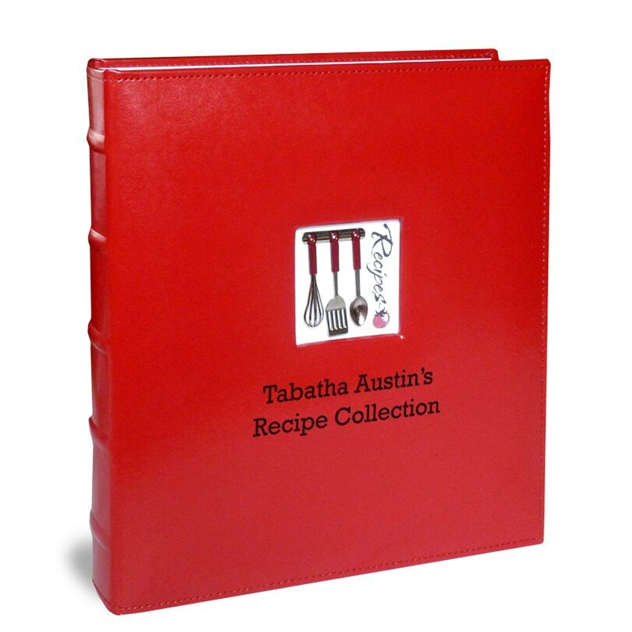 Personalized Full Size Red Leather Deluxe Recipe Binder A La Carte