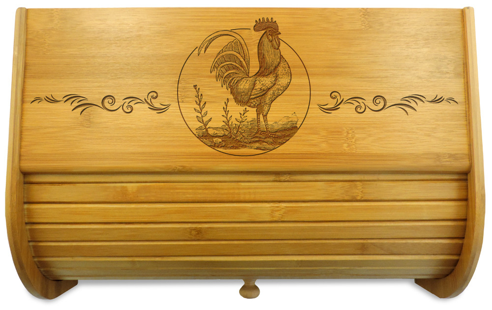 CookbookPeople.com Rooster Bamboo Bread Bin - Thumbnail 4