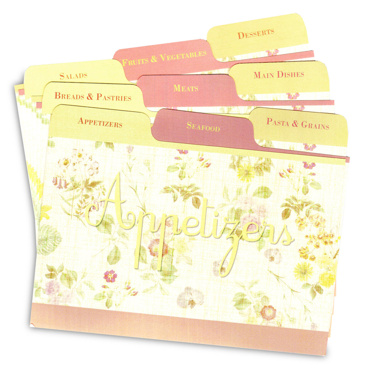 4x6 Tabbed Recipe Card Dividers - Lemon Linen - 9 ea