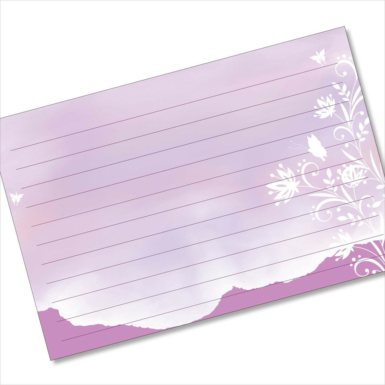 Purple Butterflies Silhouette Style Recipe Cards