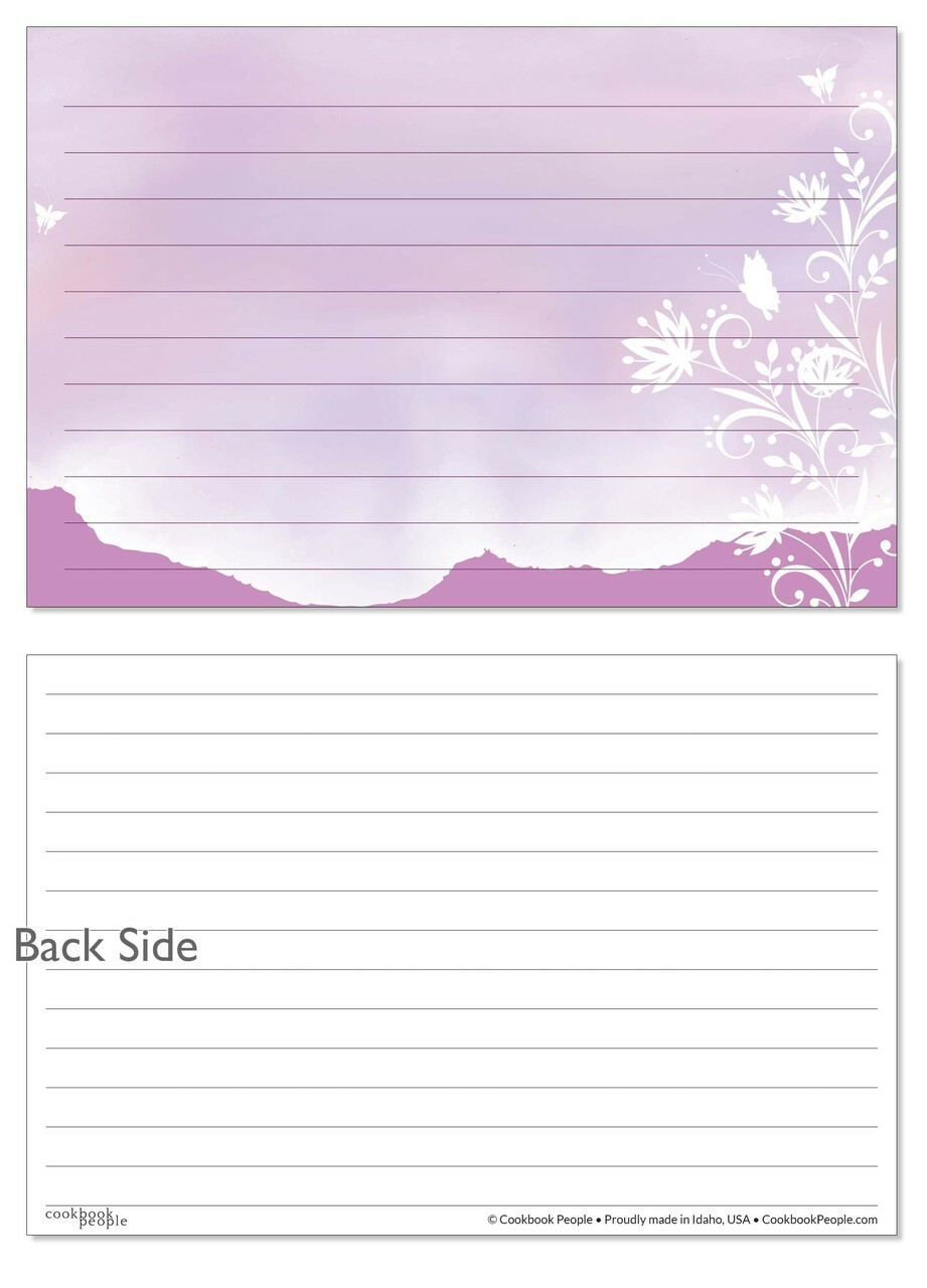 Purple Butterflies Silhouette Style Recipe Cards