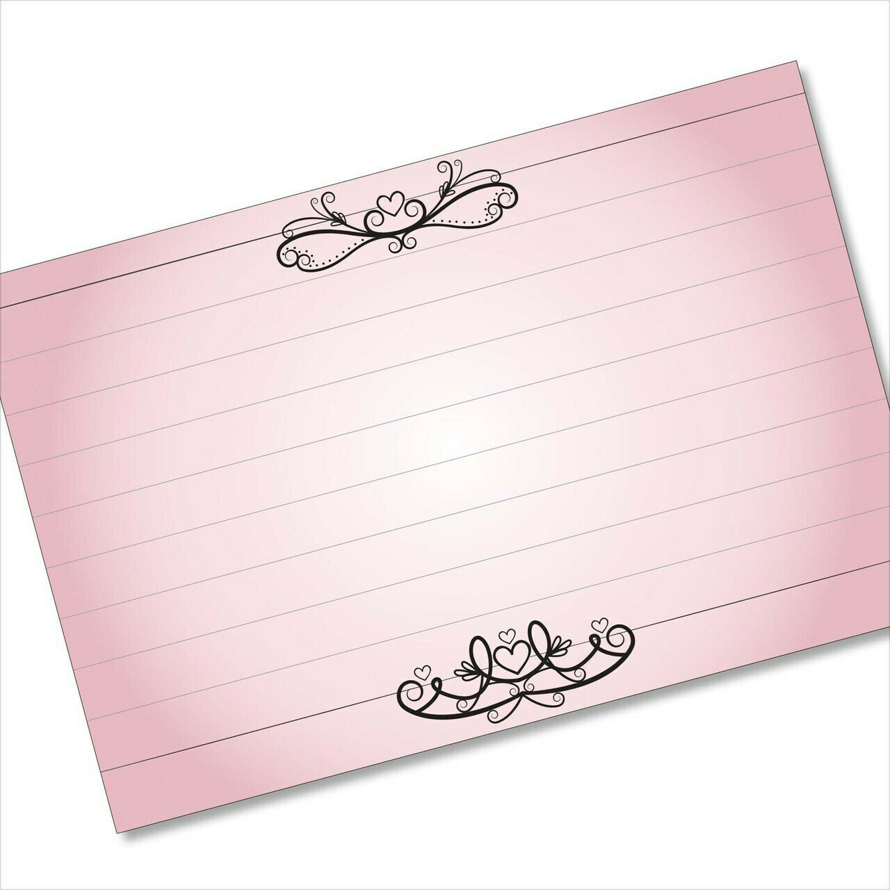 4x6 Recipe Card Hearts and Lines Pink Note Card or 40ea