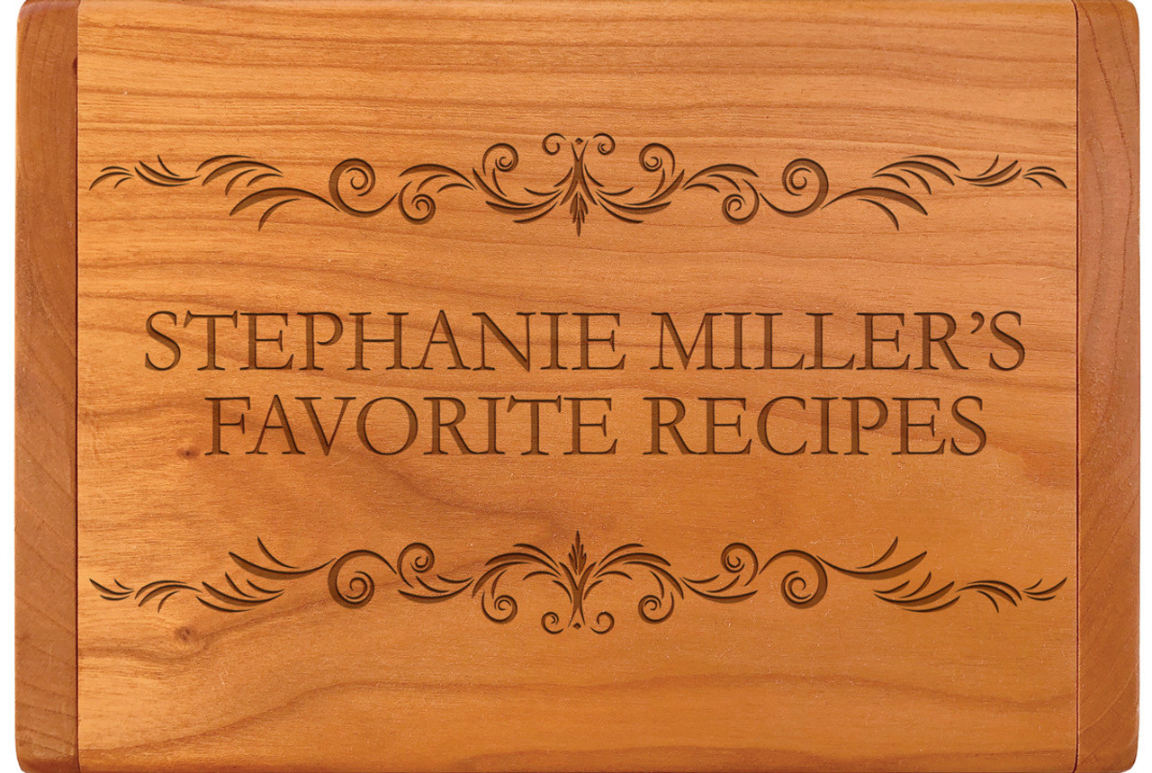 Banner Year Personalized Cherry Recipe Box Laser Engraved