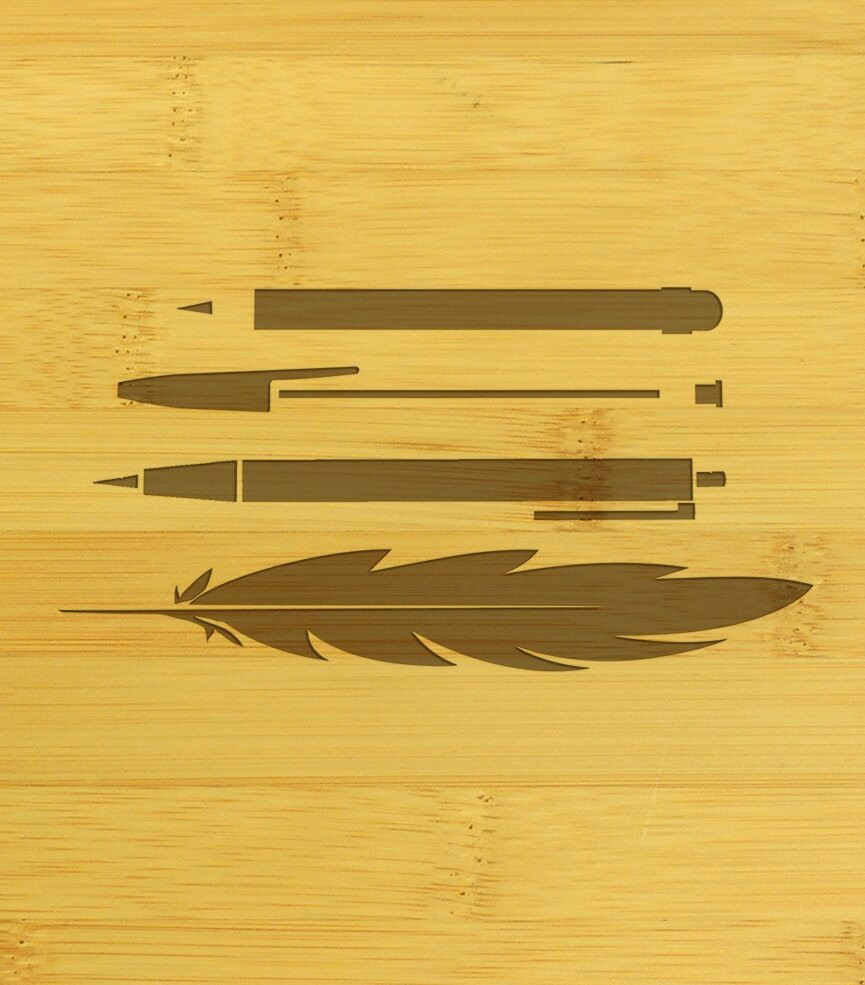 Pens (repeat pattern) Pens and Markers Multikeep Box Adjustable Bamboo ...