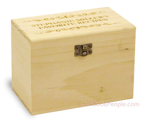 Classic Filigree Custom 4x6 Poplar Wood Recipe Card Box - Made in USA - View 3